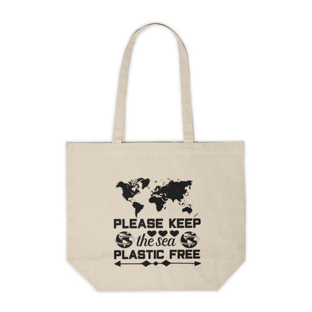 Please Keep The Sea Plastic Free Custom Canvas Tote Bag